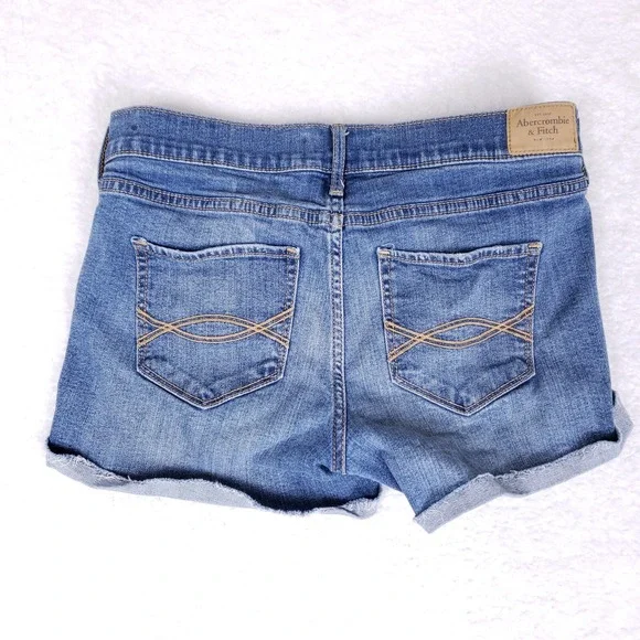 Abercrombie Fitch Distressed Jean Shorts Rolled Hem Casual Grunge Women Size 4 - Picture 8 of 9